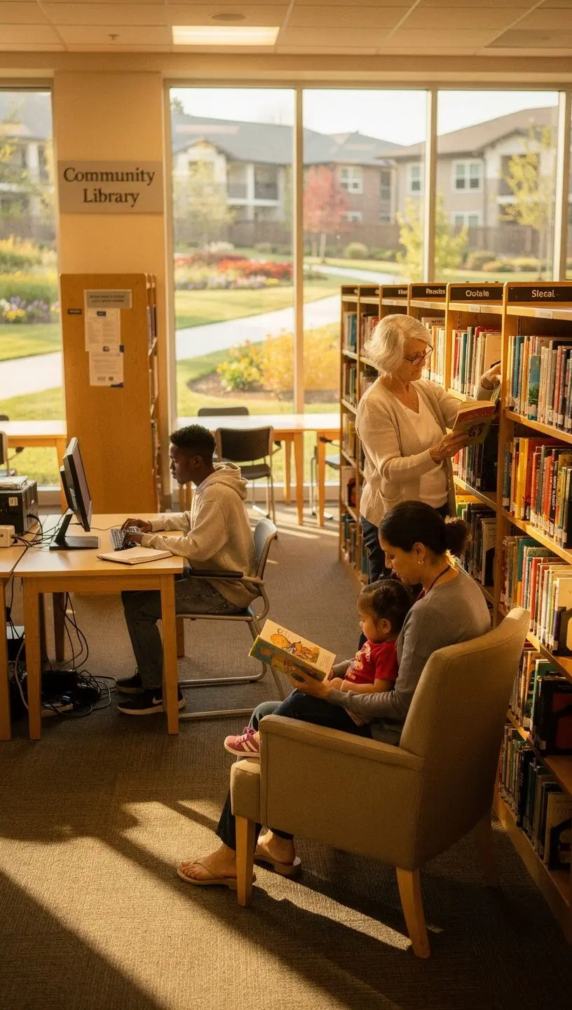 Современный дом в охраняемом жилом комплексе с зелеными насаждениями и детской площадкой.